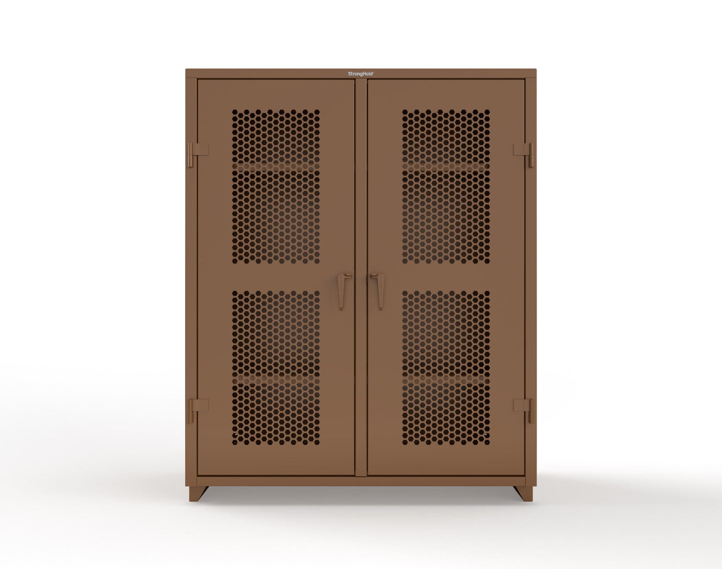 Extra Heavy Duty 14 GA Double Shift Ventilated (Hex) Cabinet with 6 Shelves - 60 In. W x 24 In. D x 75 In. H - 56-DS-H-246-L-8008