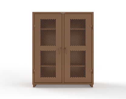 Extra Heavy Duty 14 GA Double Shift Ventilated (Hex) Cabinet with 6 Shelves - 60 In. W x 24 In. D x 75 In. H - 56-DS-H-246-L-8008