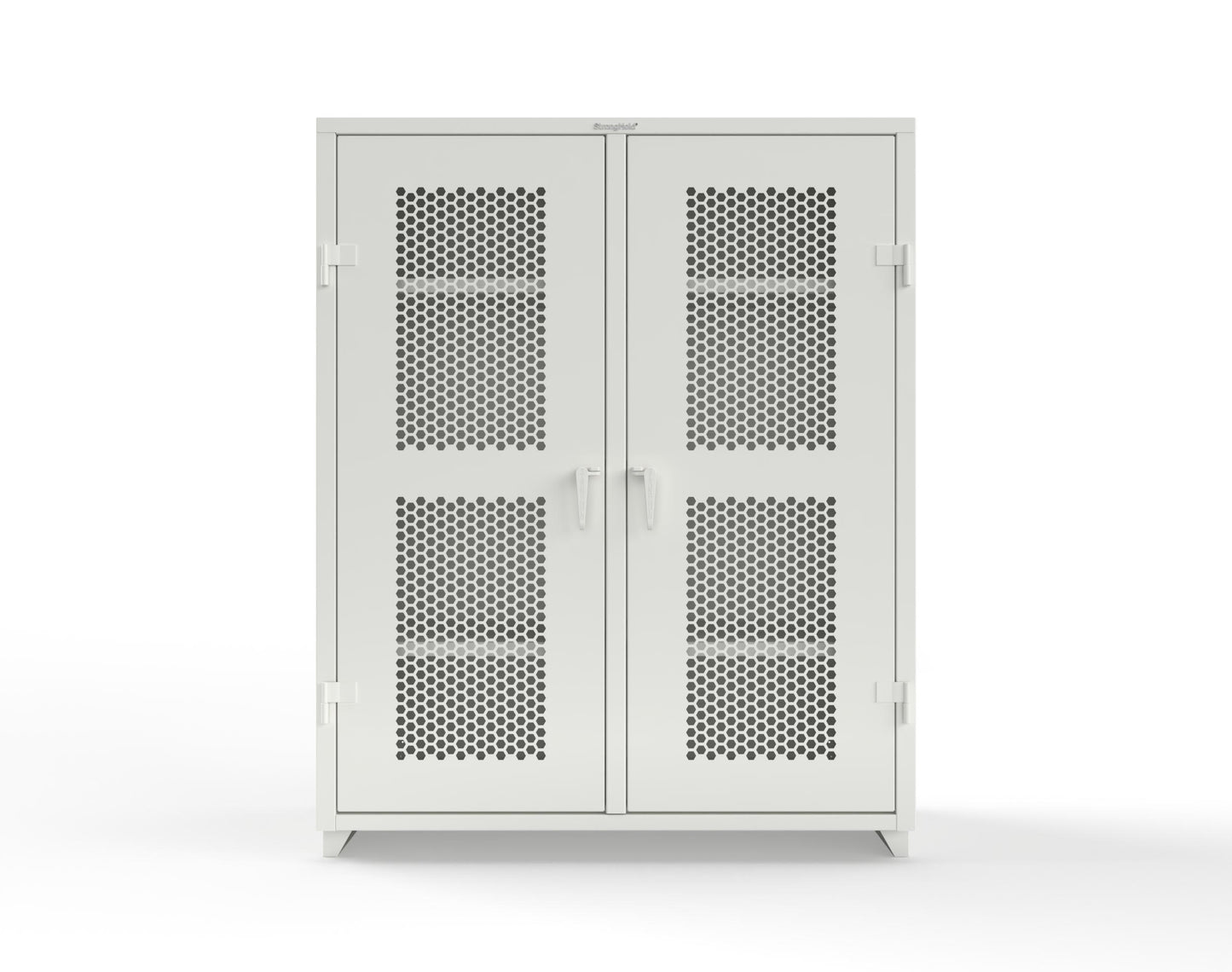 Extra Heavy Duty 14 GA Double Shift Ventilated (Hex) Cabinet with 6 Shelves - 60 In. W x 24 In. D x 75 In. H - 56-DS-H-246-L-9003