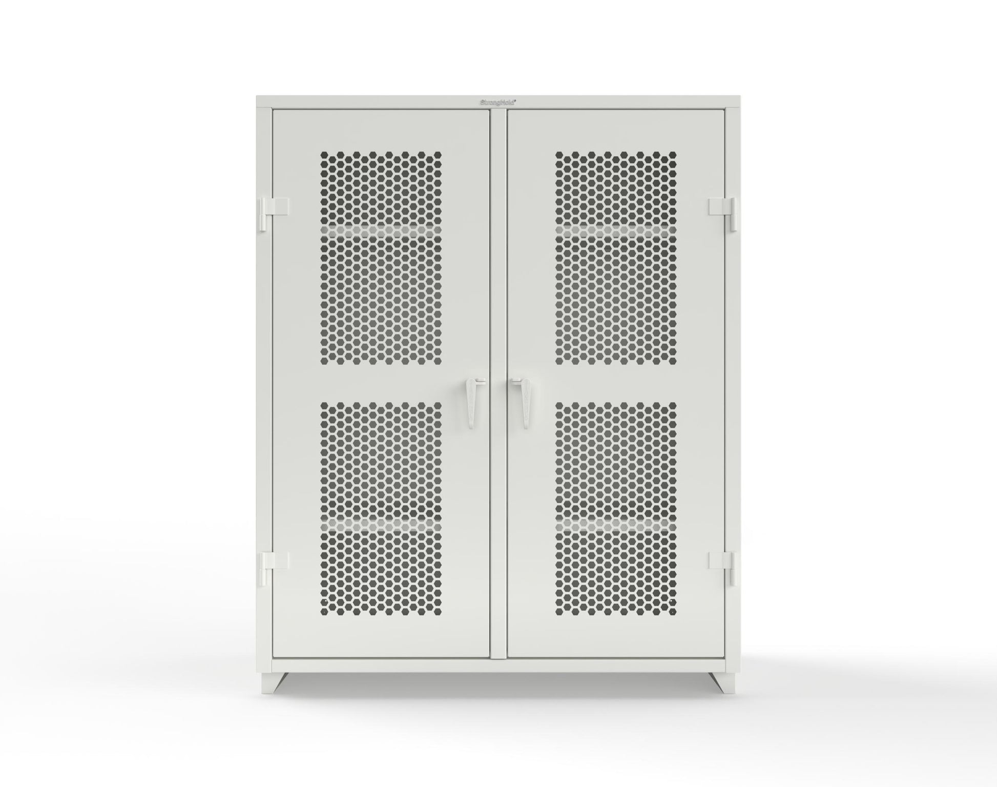 Extra Heavy Duty 14 GA Double Shift Ventilated (Hex) Cabinet with 6 Shelves - 60 In. W x 24 In. D x 75 In. H - 56-DS-H-246-L-9003