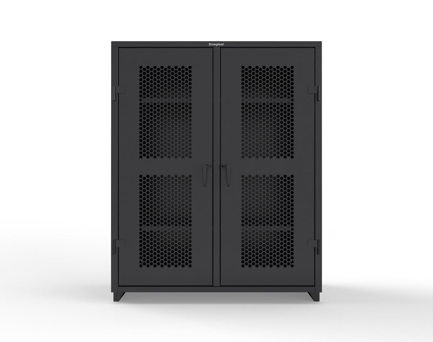 Extra Heavy Duty 14 GA Double Shift Ventilated (Hex) Cabinet with 6 Shelves - 60 In. W x 24 In. D x 75 In. H - 56-DS-H-246-L-9005