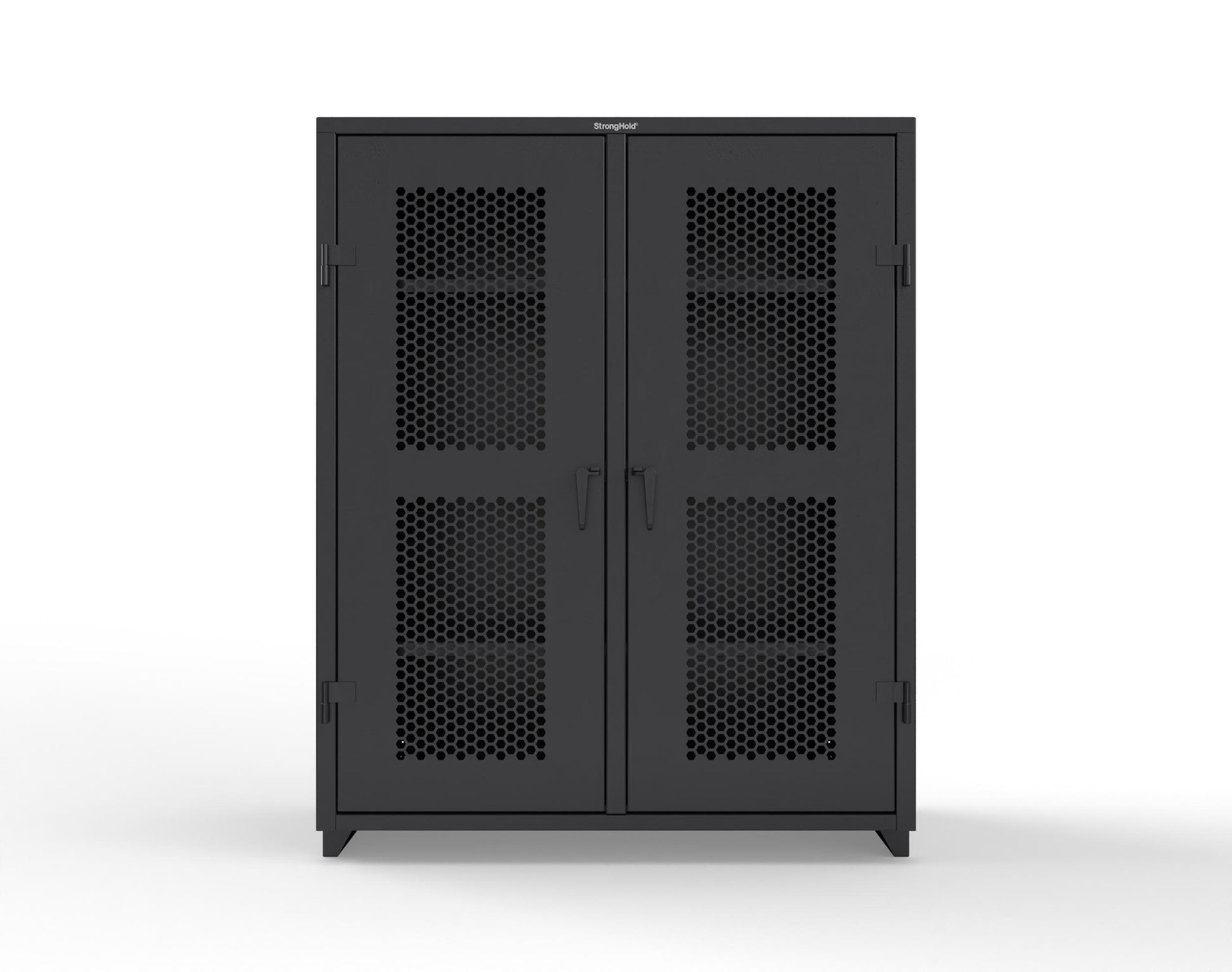 Extra Heavy Duty 14 GA Double Shift Ventilated (Hex) Cabinet with 6 Shelves - 60 In. W x 24 In. D x 75 In. H - 56-DS-H-246-L-9005