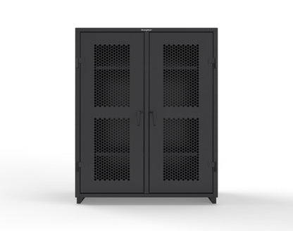 Extra Heavy Duty 14 GA Double Shift Ventilated (Hex) Cabinet with 6 Shelves - 60 In. W x 24 In. D x 75 In. H - 56-DS-H-246-L-9005