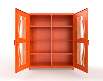 Extra Heavy Duty 14 GA Double Shift Ventilated (Hex) Cabinet with 6 Shelves - 60 In. W x 24 In. D x 75 In. H - 56-DS-H-246-L-2009