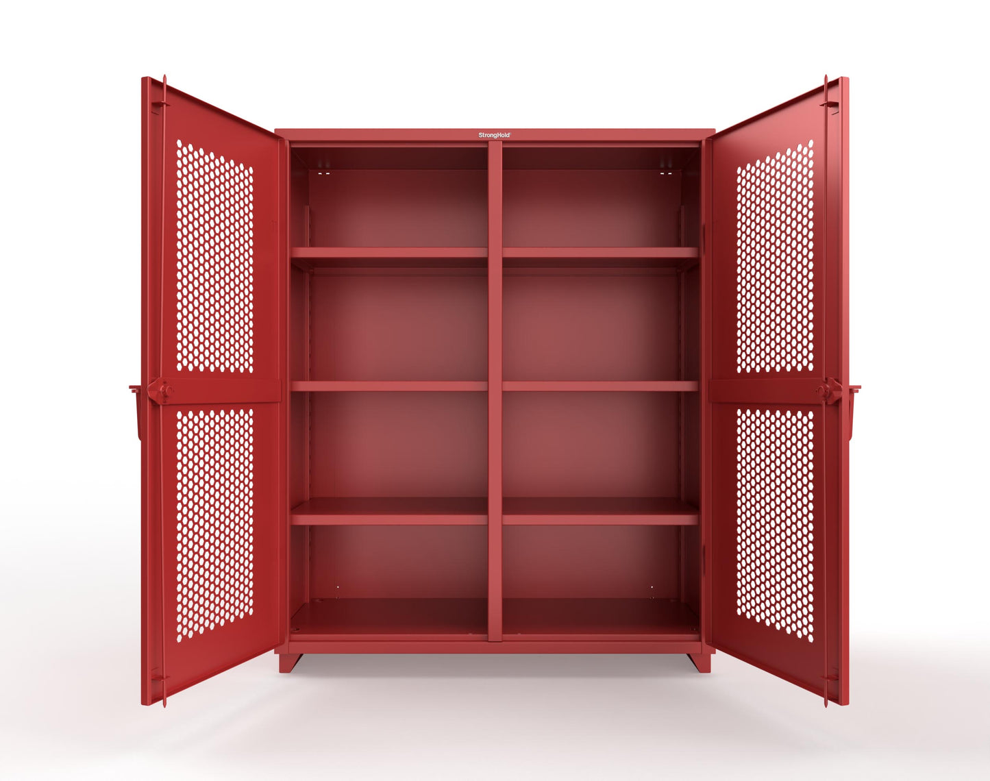 Extra Heavy Duty 14 GA Double Shift Ventilated (Hex) Cabinet with 6 Shelves - 60 In. W x 24 In. D x 75 In. H - 56-DS-H-246-L-3001