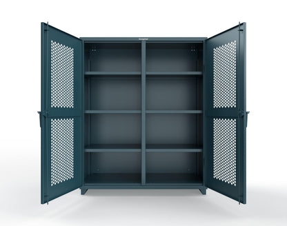 Extra Heavy Duty 14 GA Double Shift Ventilated (Hex) Cabinet with 6 Shelves - 60 In. W x 24 In. D x 75 In. H - 56-DS-H-246-L-5001