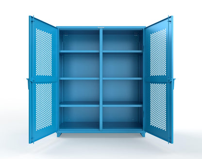 Extra Heavy Duty 14 GA Double Shift Ventilated (Hex) Cabinet with 6 Shelves - 60 In. W x 24 In. D x 75 In. H - 56-DS-H-246-L-5012