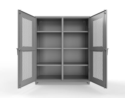 Extra Heavy Duty 14 GA Double Shift Ventilated (Hex) Cabinet with 6 Shelves - 60 In. W x 24 In. D x 75 In. H - 56-DS-H-246-L-7037