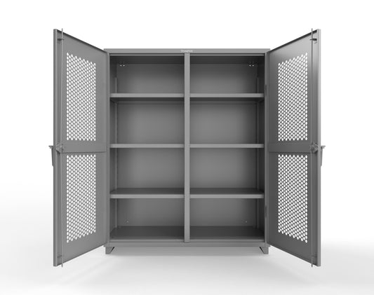 Extra Heavy Duty 14 GA Double Shift Ventilated (Hex) Cabinet with 6 Shelves - 60 In. W x 24 In. D x 75 In. H - 56-DS-H-246-L-7037