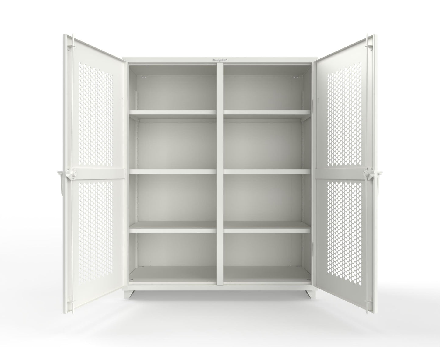 Extra Heavy Duty 14 GA Double Shift Ventilated (Hex) Cabinet with 6 Shelves - 60 In. W x 24 In. D x 75 In. H - 56-DS-H-246-L-9003