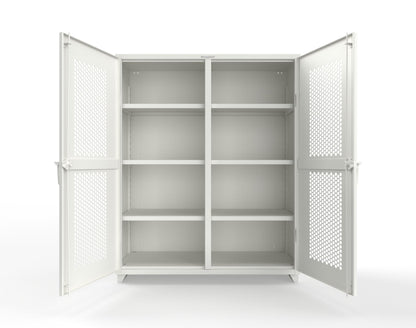 Extra Heavy Duty 14 GA Double Shift Ventilated (Hex) Cabinet with 6 Shelves - 60 In. W x 24 In. D x 75 In. H - 56-DS-H-246-L-9003