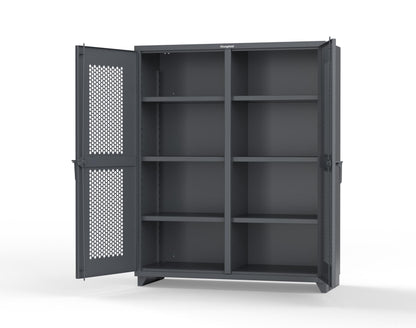 Extra Heavy Duty 14 GA Double Shift Ventilated (Hex) Cabinet with 6 Shelves - 60 In. W x 24 In. D x 75 In. H - 56-DS-H-246-L-7024