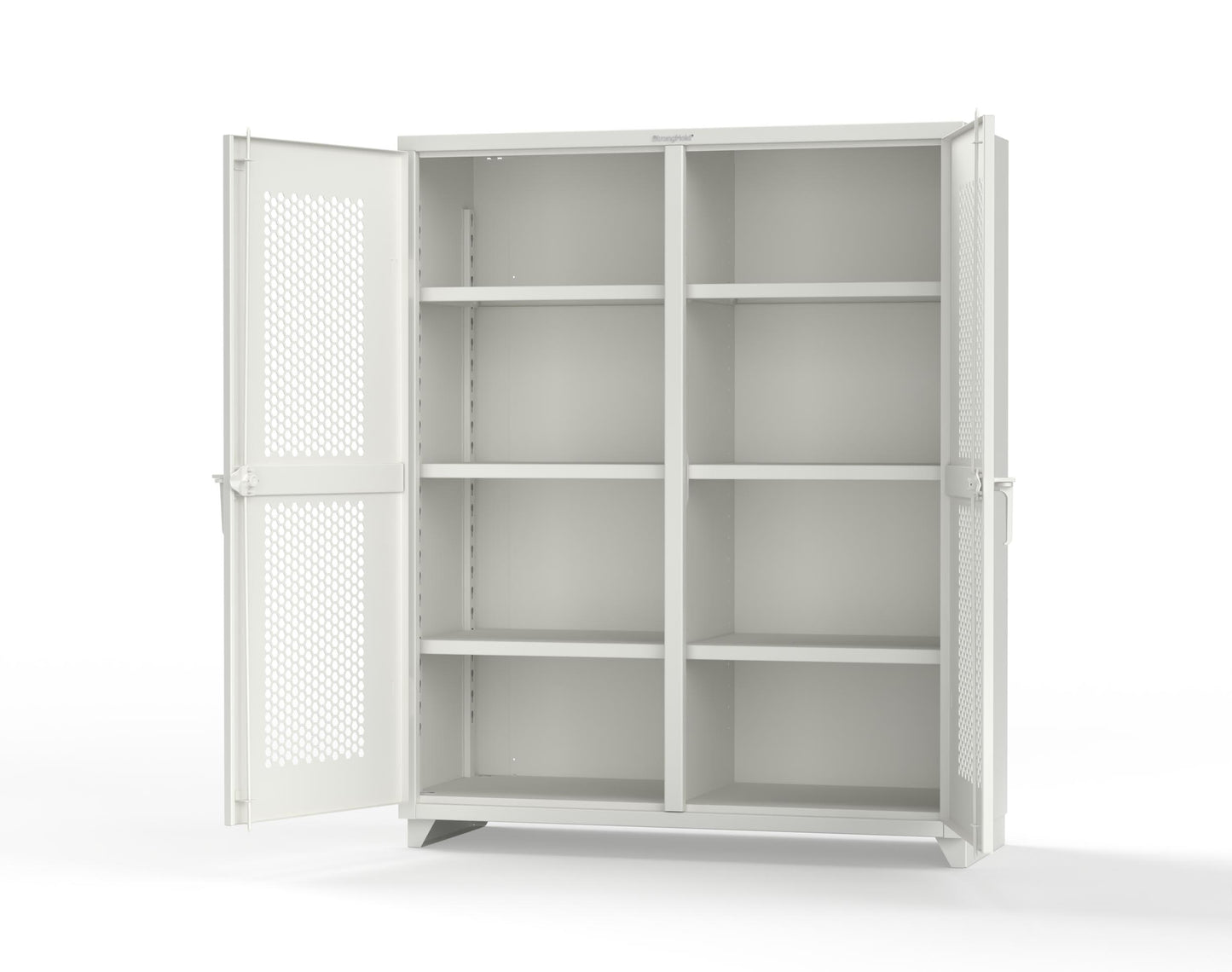 Extra Heavy Duty 14 GA Double Shift Ventilated (Hex) Cabinet with 6 Shelves - 60 In. W x 24 In. D x 75 In. H - 56-DS-H-246-L-9003