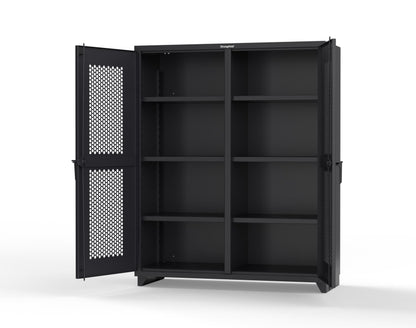 Extra Heavy Duty 14 GA Double Shift Ventilated (Hex) Cabinet with 6 Shelves - 60 In. W x 24 In. D x 75 In. H - 56-DS-H-246-L-9005