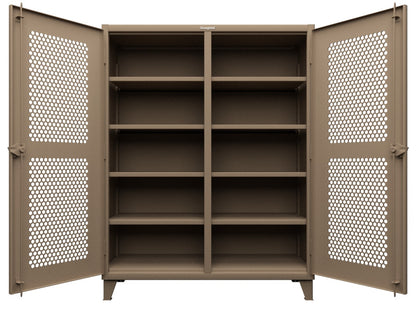 Extreme Duty 12 GA Ventilated (Hex) Double Shift Cabinet with 8 Shelves - 60 In. W x 24 In. D x 78 In. H