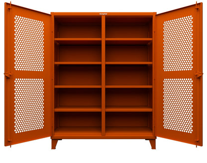 Extreme Duty 12 GA Ventilated (Hex) Double Shift Cabinet with 8 Shelves - 60 In. W x 24 In. D x 78 In. H