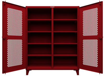 Extreme Duty 12 GA Ventilated (Hex) Double Shift Cabinet with 8 Shelves - 60 In. W x 24 In. D x 78 In. H