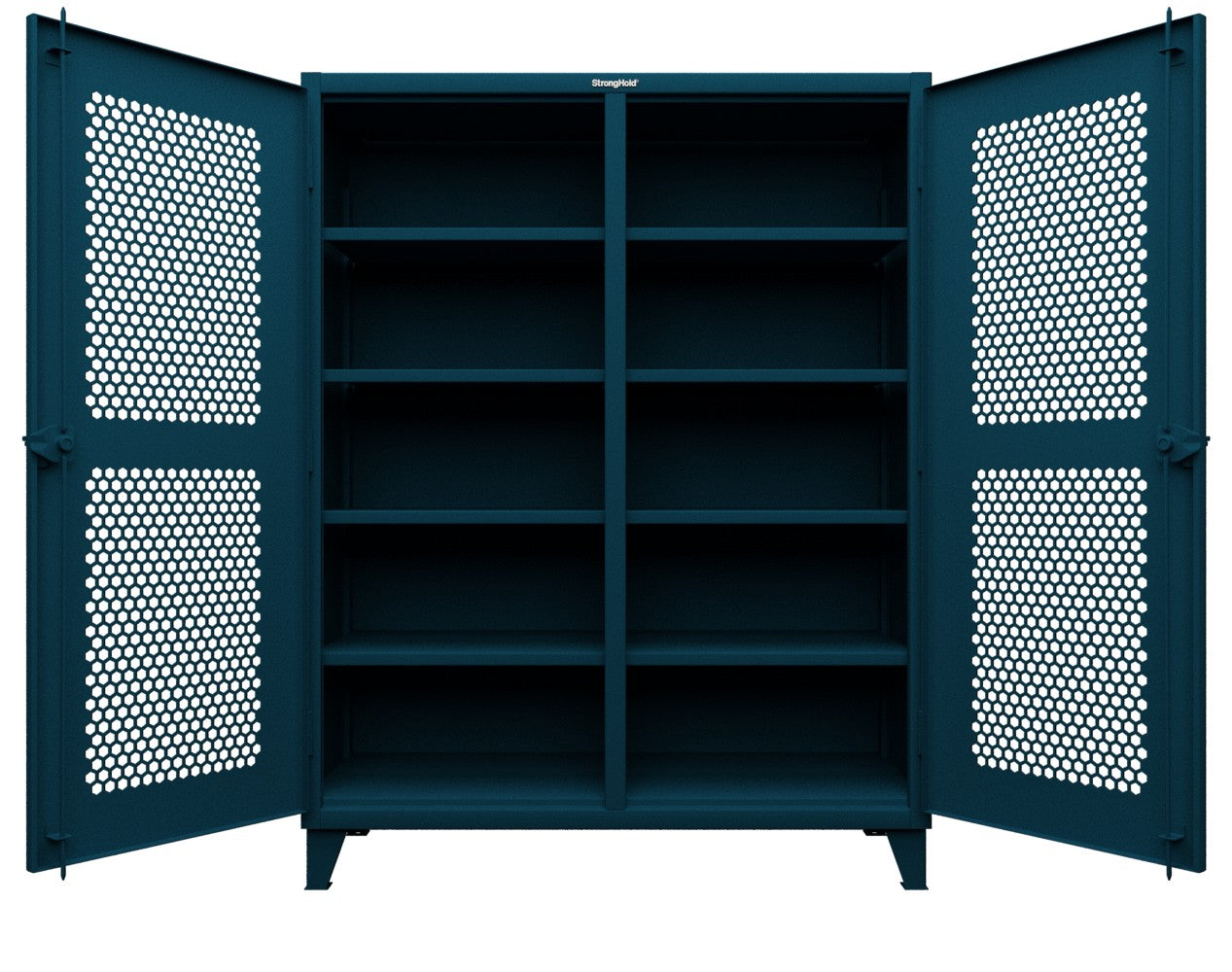 Extreme Duty 12 GA Ventilated (Hex) Double Shift Cabinet with 8 Shelves - 60 In. W x 24 In. D x 78 In. H