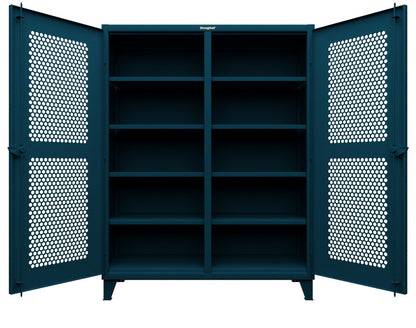Extreme Duty 12 GA Ventilated (Hex) Double Shift Cabinet with 8 Shelves - 60 In. W x 24 In. D x 78 In. H