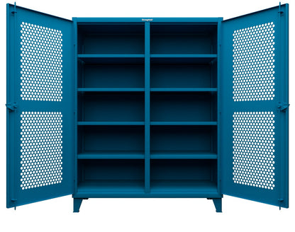 Extreme Duty 12 GA Ventilated (Hex) Double Shift Cabinet with 8 Shelves - 60 In. W x 24 In. D x 78 In. H