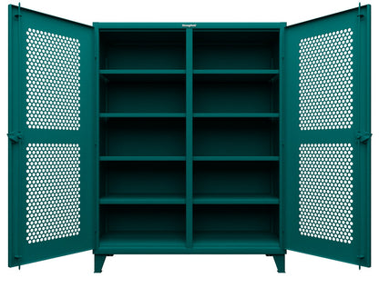Extreme Duty 12 GA Ventilated (Hex) Double Shift Cabinet with 8 Shelves - 60 In. W x 24 In. D x 78 In. H