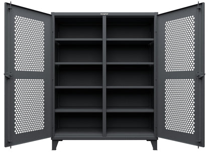 Extreme Duty 12 GA Ventilated (Hex) Double Shift Cabinet with 8 Shelves - 60 In. W x 24 In. D x 78 In. H