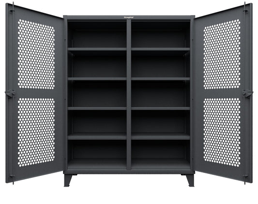 Extreme Duty 12 GA Ventilated (Hex) Double Shift Cabinet with 8 Shelves - 60 In. W x 24 In. D x 78 In. H