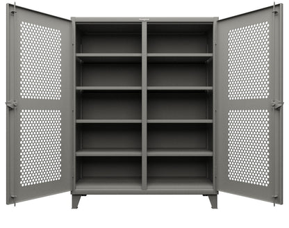 Extreme Duty 12 GA Ventilated (Hex) Double Shift Cabinet with 8 Shelves - 60 In. W x 24 In. D x 78 In. H