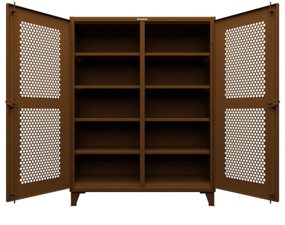 Extreme Duty 12 GA Ventilated (Hex) Double Shift Cabinet with 8 Shelves - 60 In. W x 24 In. D x 78 In. H