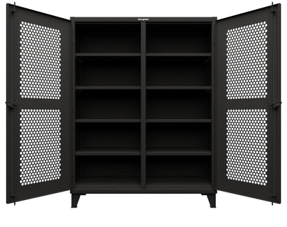 Extreme Duty 12 GA Ventilated (Hex) Double Shift Cabinet with 8 Shelves - 60 In. W x 24 In. D x 78 In. H