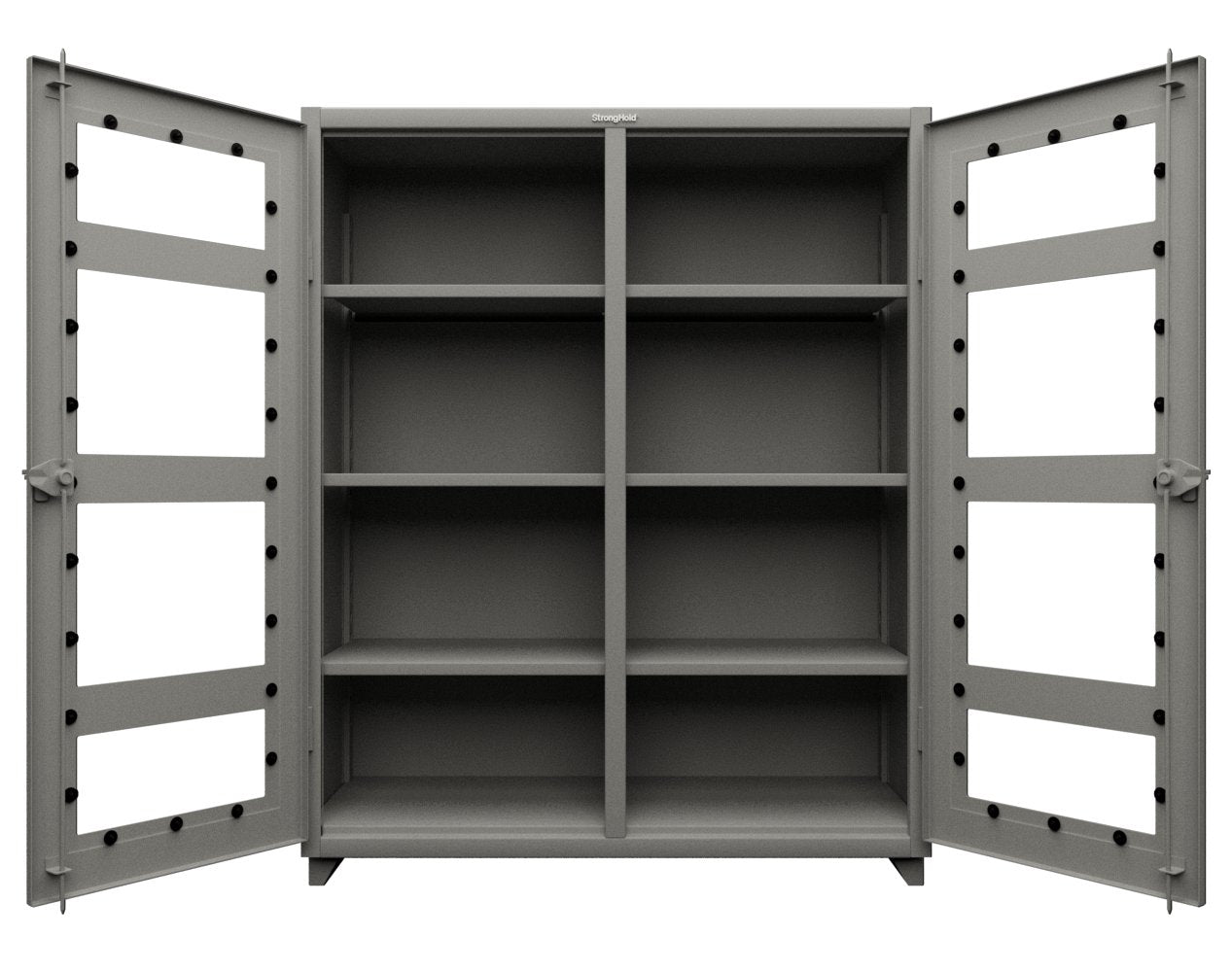 Extra Heavy Duty 14 GA Double Shift Clear View Cabinet with 6 Shelves - 60 In. W x 24 In. D x 75 In. H
