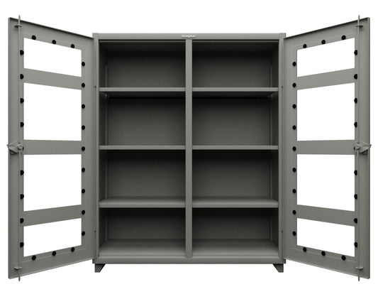 Extra Heavy Duty 14 GA Double Shift Clear View Cabinet with 6 Shelves - 60 In. W x 24 In. D x 75 In. H