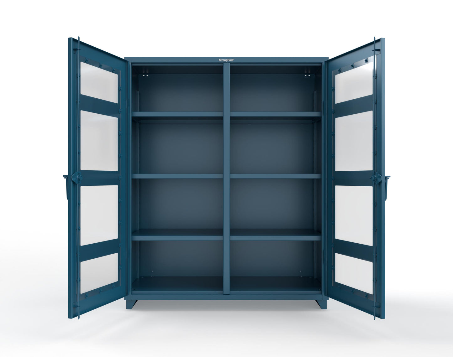 Extra Heavy Duty 14 GA Double Shift Clear View Cabinet with 6 Shelves - 60 In. W x 24 In. D x 75 In. H - 56-DS-LD-246-L-5001