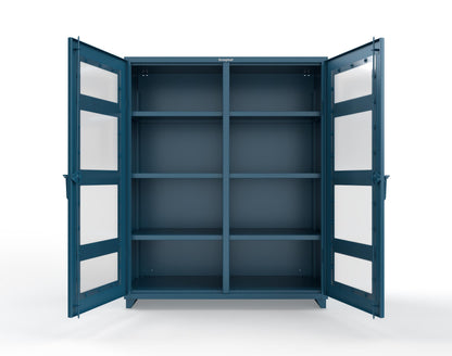 Extra Heavy Duty 14 GA Double Shift Clear View Cabinet with 6 Shelves - 60 In. W x 24 In. D x 75 In. H - 56-DS-LD-246-L-5001
