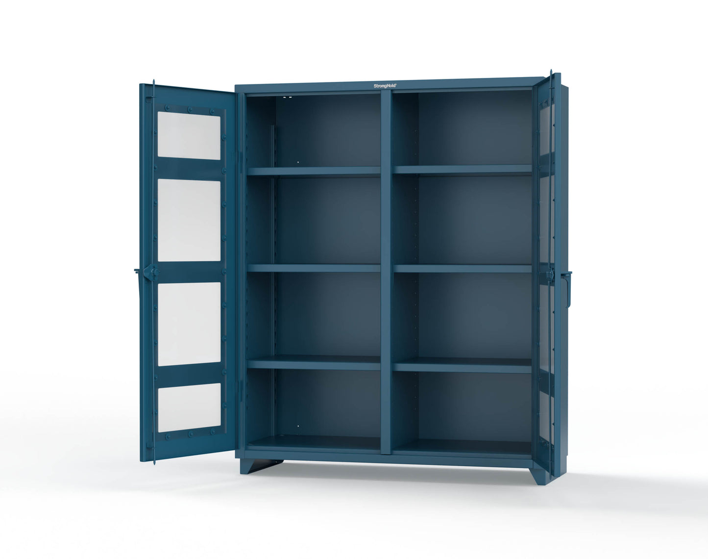 Extra Heavy Duty 14 GA Double Shift Clear View Cabinet with 6 Shelves - 60 In. W x 24 In. D x 75 In. H - 56-DS-LD-246-L-5001