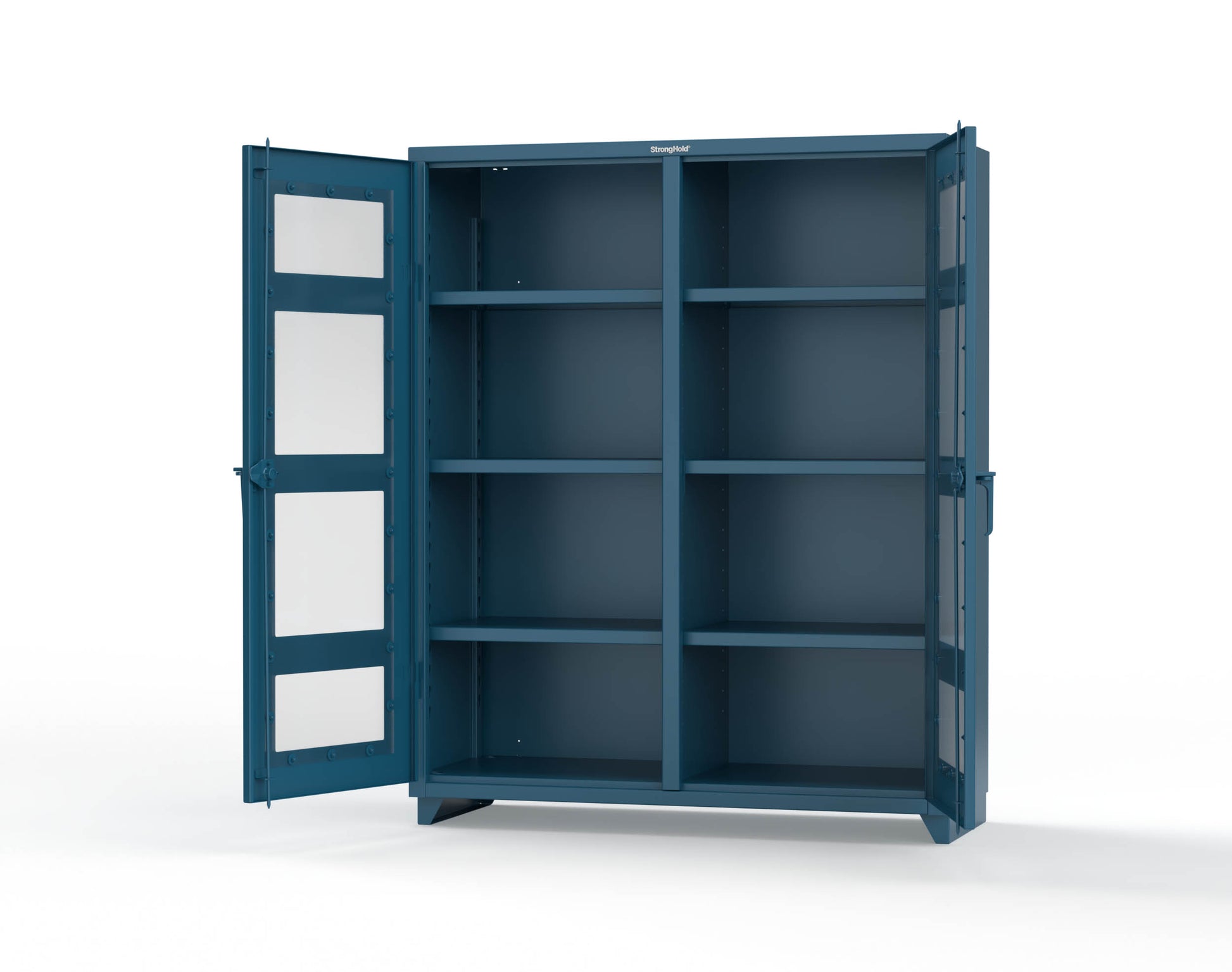 Extra Heavy Duty 14 GA Double Shift Clear View Cabinet with 6 Shelves - 60 In. W x 24 In. D x 75 In. H - 56-DS-LD-246-L-5001