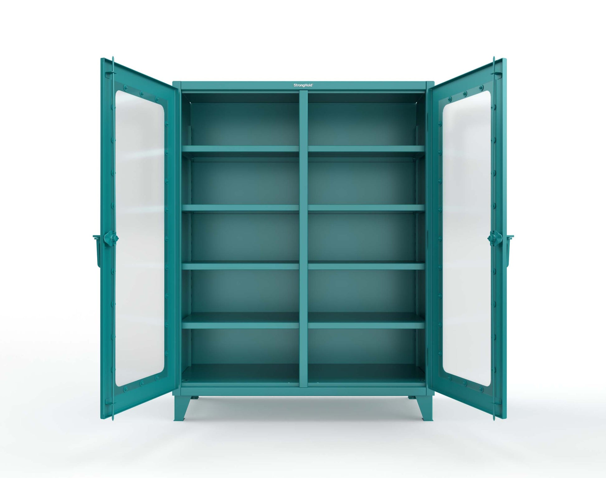 Extreme Duty 12 GA Clear View Double Shift Cabinet with 8 Shelves - 60 In. W x 24 In. D x 78 In. H - 56-DS-LD-248-5021