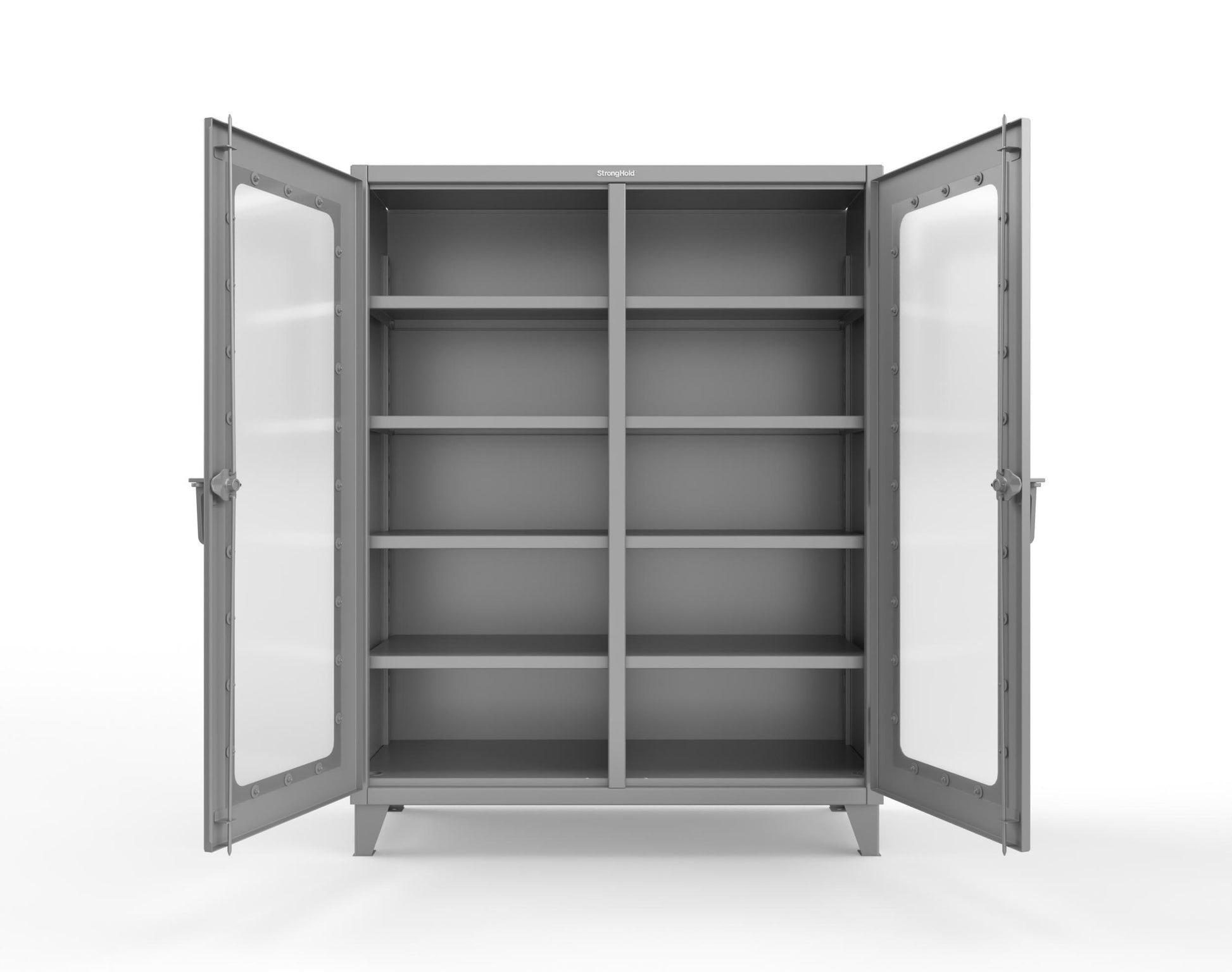 Extreme Duty 12 GA Clear View Double Shift Cabinet with 8 Shelves - 60 In. W x 24 In. D x 78 In. H - 56-DS-LD-248-7037