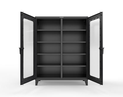 Extreme Duty 12 GA Clear View Double Shift Cabinet with 8 Shelves - 60 In. W x 24 In. D x 78 In. H - 56-DS-LD-248-9005