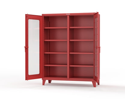 Extreme Duty 12 GA Clear View Double Shift Cabinet with 8 Shelves - 60 In. W x 24 In. D x 78 In. H - 56-DS-LD-248-3001