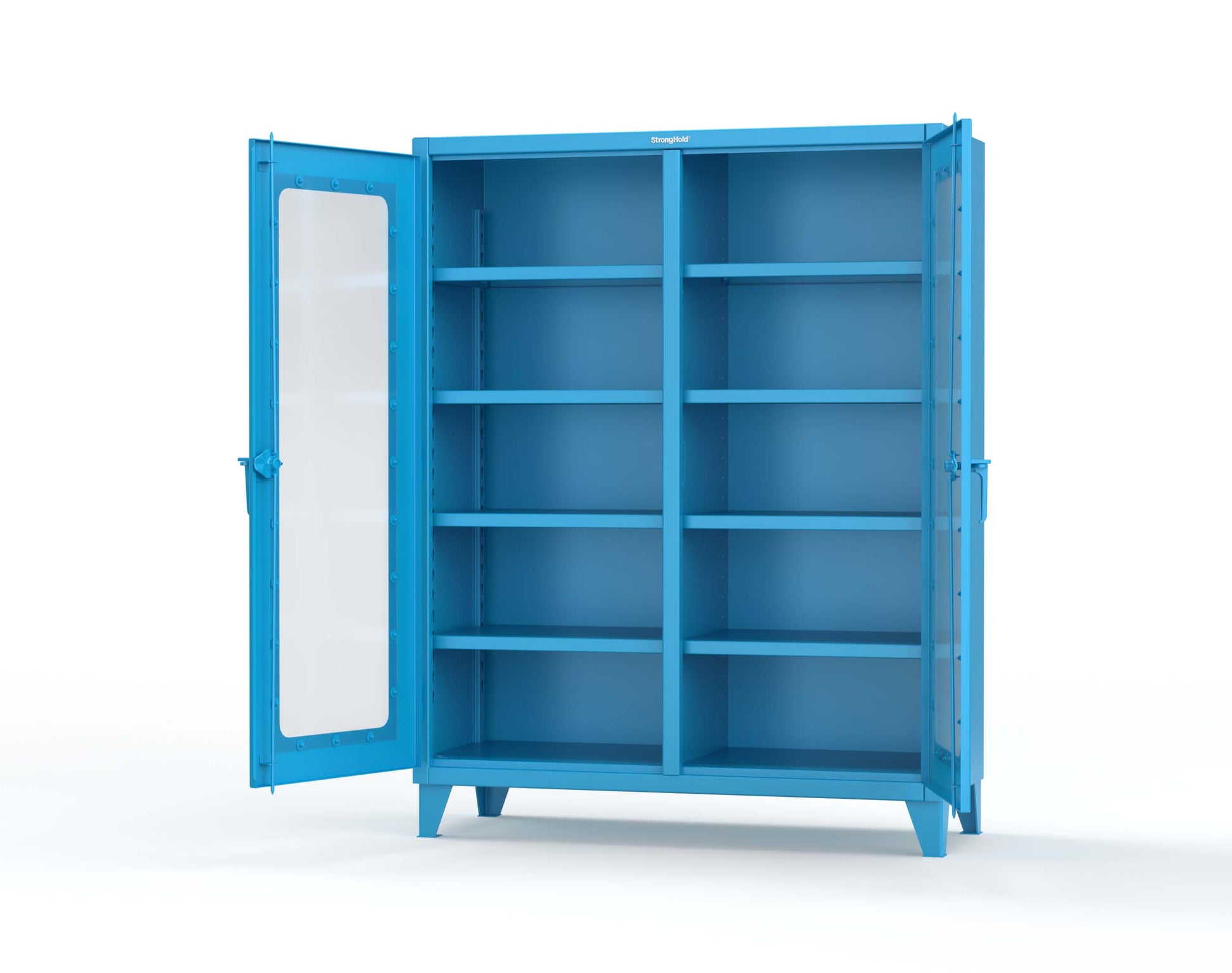 Extreme Duty 12 GA Clear View Double Shift Cabinet with 8 Shelves - 60 In. W x 24 In. D x 78 In. H - 56-DS-LD-248-5012