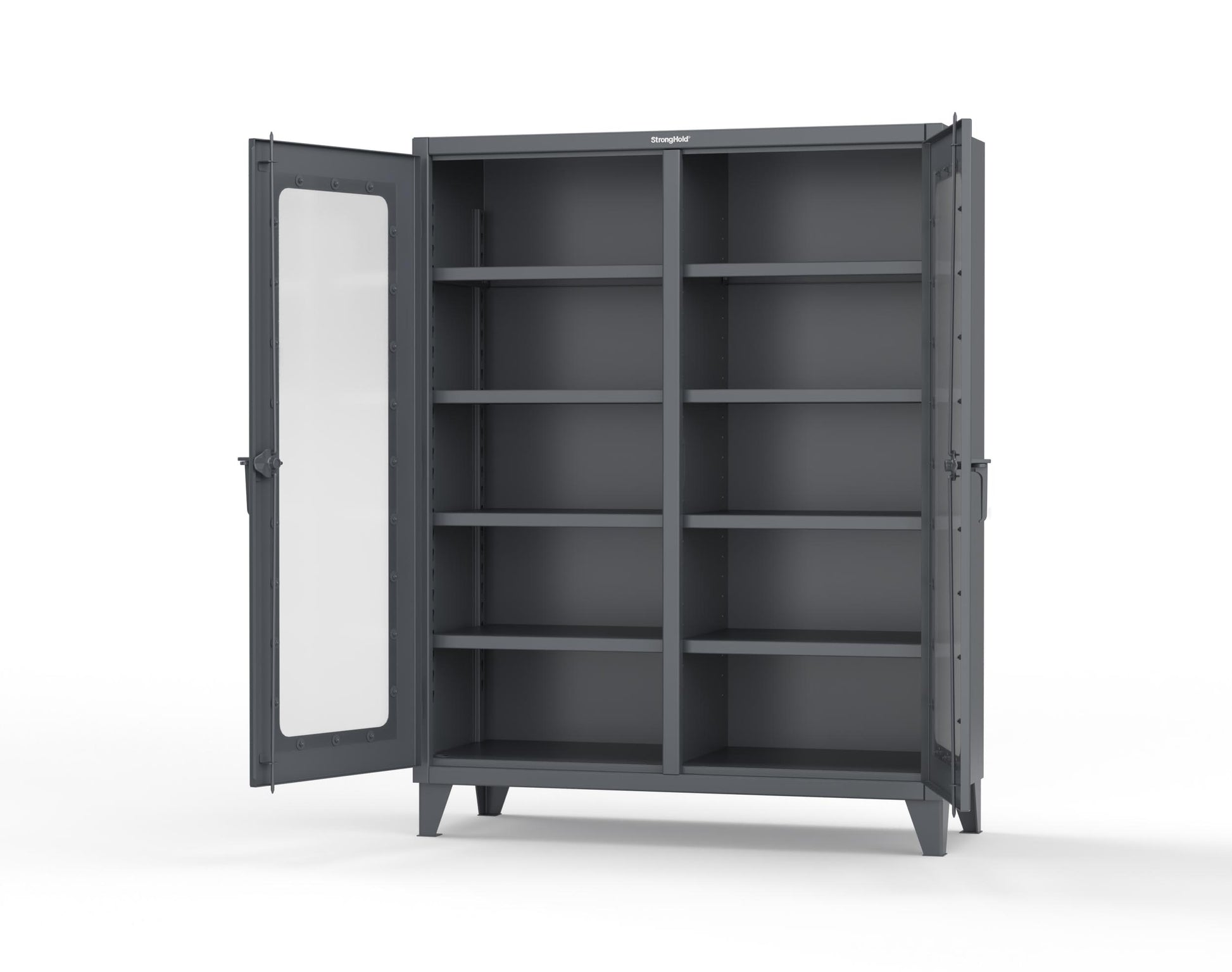 Extreme Duty 12 GA Clear View Double Shift Cabinet with 8 Shelves - 60 In. W x 24 In. D x 78 In. H - 56-DS-LD-248-7024
