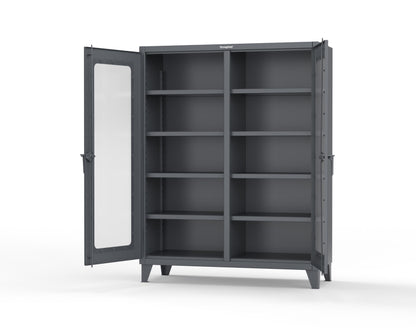 Extreme Duty 12 GA Clear View Double Shift Cabinet with 8 Shelves - 60 In. W x 24 In. D x 78 In. H - 56-DS-LD-248-7024