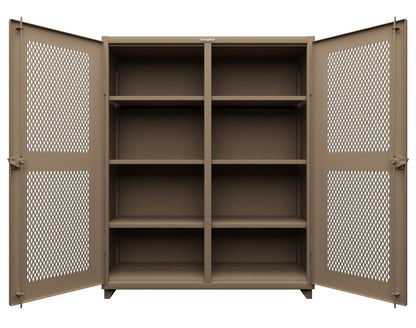Extra Heavy Duty 14 GA Double Shift Ventilated (Diamond) Cabinet with 6 Shelves - 60 In. W x 24 In. D x 75 In. H - 56-DS-V-246-L-1019