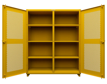 Extra Heavy Duty 14 GA Double Shift Ventilated (Diamond) Cabinet with 6 Shelves - 60 In. W x 24 In. D x 75 In. H - 56-DS-V-246-L-1021