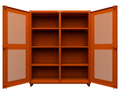 Extra Heavy Duty 14 GA Double Shift Ventilated (Diamond) Cabinet with 6 Shelves - 60 In. W x 24 In. D x 75 In. H - 56-DS-V-246-L-2009