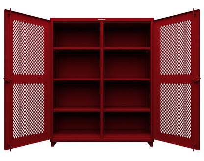 Extra Heavy Duty 14 GA Double Shift Ventilated (Diamond) Cabinet with 6 Shelves - 60 In. W x 24 In. D x 75 In. H - 56-DS-V-246-L-3001