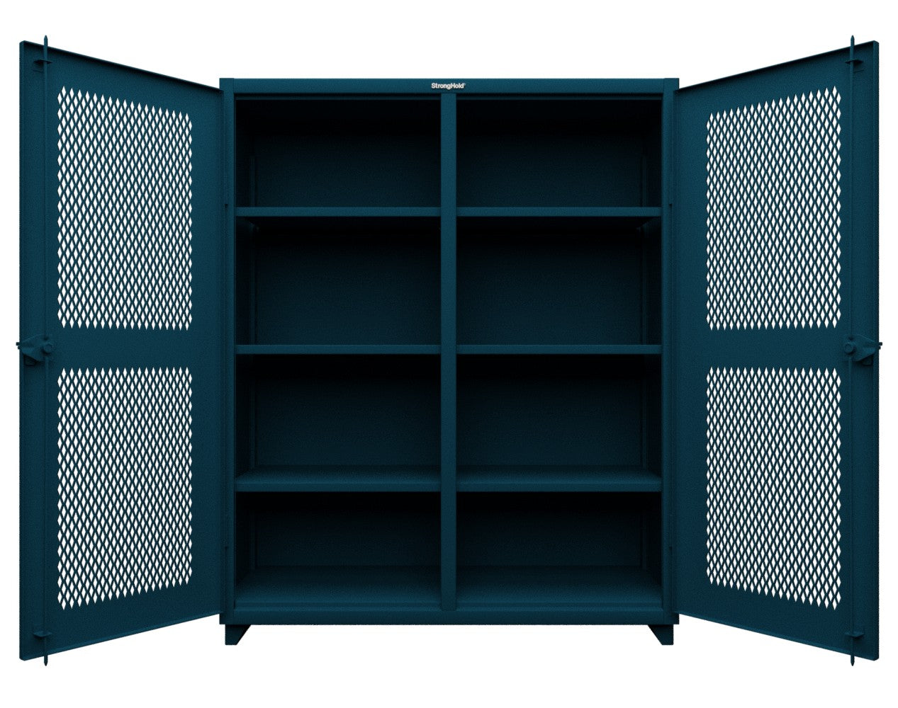 Extra Heavy Duty 14 GA Double Shift Ventilated (Diamond) Cabinet with 6 Shelves - 60 In. W x 24 In. D x 75 In. H