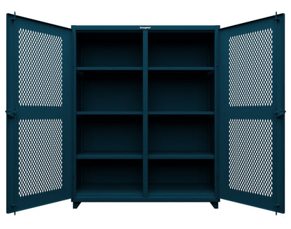 Extra Heavy Duty 14 GA Double Shift Ventilated (Diamond) Cabinet with 6 Shelves - 60 In. W x 24 In. D x 75 In. H - 56-DS-V-246-L-5001