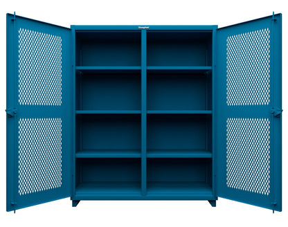 Extra Heavy Duty 14 GA Double Shift Ventilated (Diamond) Cabinet with 6 Shelves - 60 In. W x 24 In. D x 75 In. H - 56-DS-V-246-L-5012